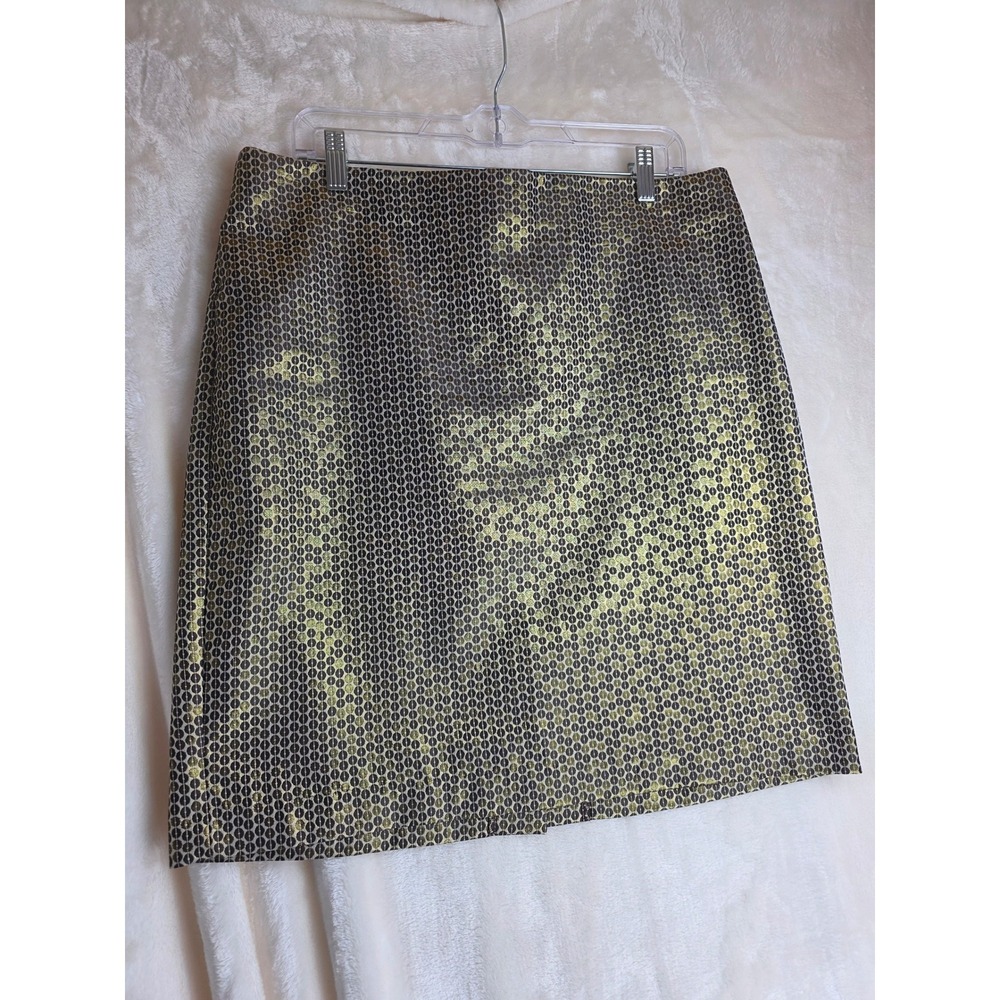 Sunny Leigh Womens Skirt Size 12 Metallic‎ Geometric Pattern A-Line Knee Length